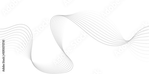 Abstract gray wave dynamic curve dots lines background. Energy technology concept halftone modern backdrop design for business, presentation, banner.