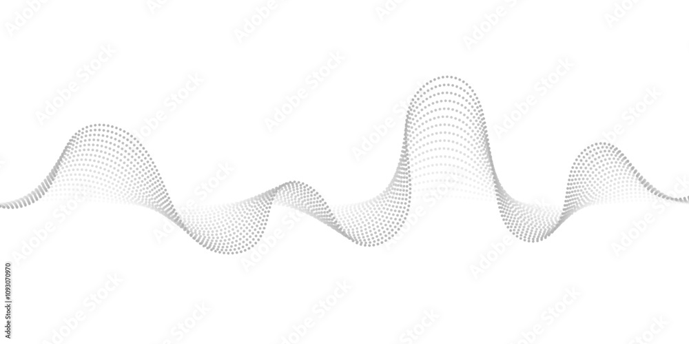 Abstract gray wave dynamic curve dots lines background. Energy technology concept halftone modern backdrop design for business, presentation, banner.