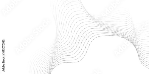 Abstract gray wave dynamic curve dots lines background. Energy technology concept halftone modern backdrop design for business, presentation, banner.