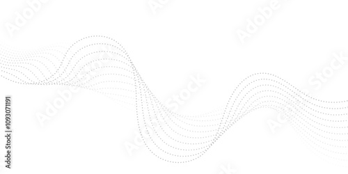 Abstract gray wave dynamic curve dots lines background. Energy technology concept halftone modern backdrop design for business, presentation, banner.