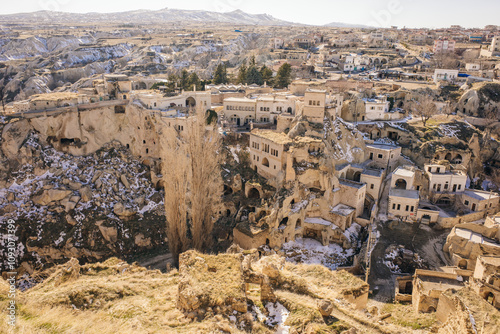 Turkiye Cappadocia Ortahisar town view on a sunny spring day photo