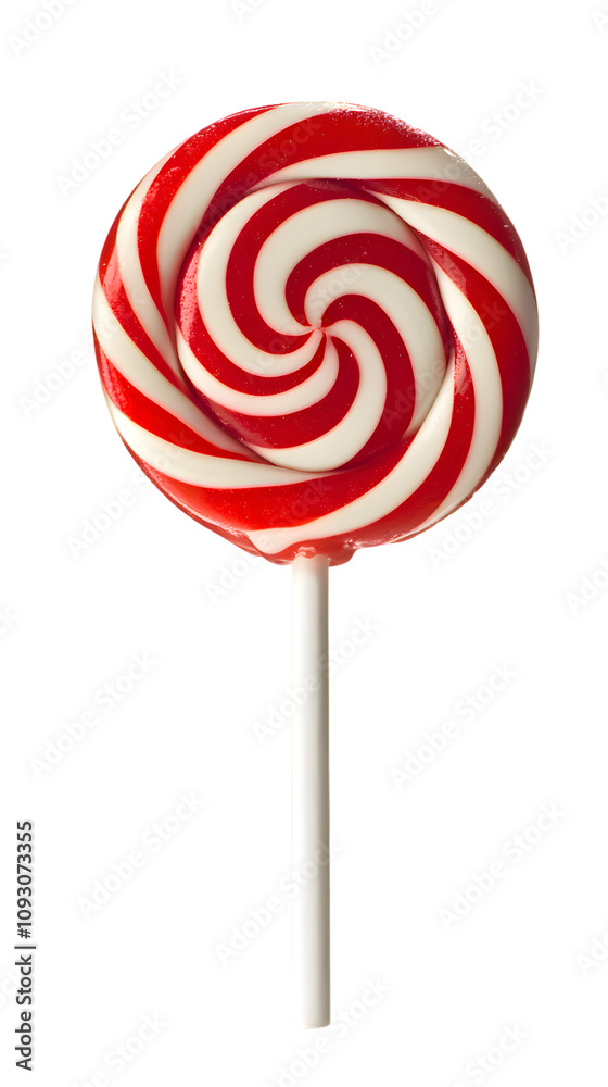 Red Twisted Lollipop isolated on transparent background
