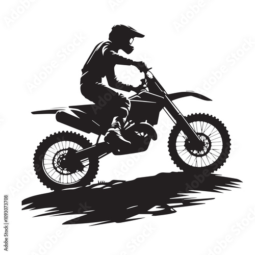 Motocross vector silhouette. Dirt Bike vector design. Dirt Bike logo icon black and white.