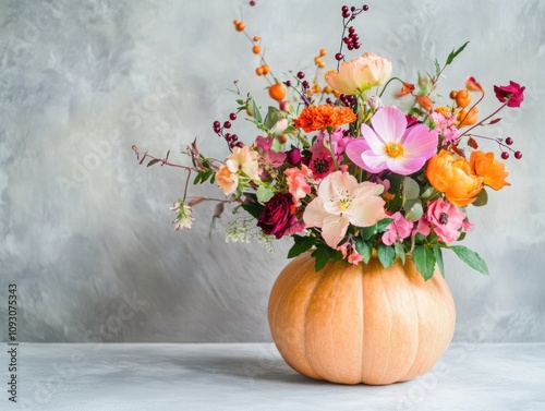 Wallpaper Mural Beautiful Autumn Flower Arrangement in Pumpkin Torontodigital.ca