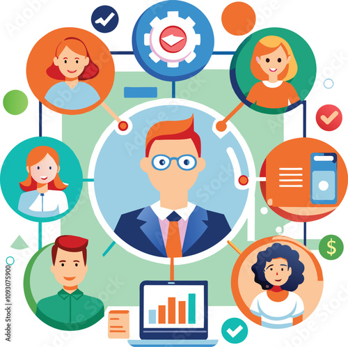 Productivity and collaboration, flat illustration, vector illustration.