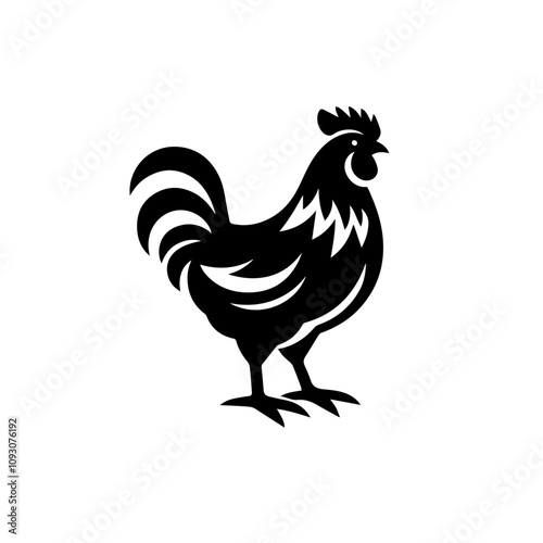 Silhouette Rooster Logo Design – Rustic Farm Animal Icon for Agriculture and Branding