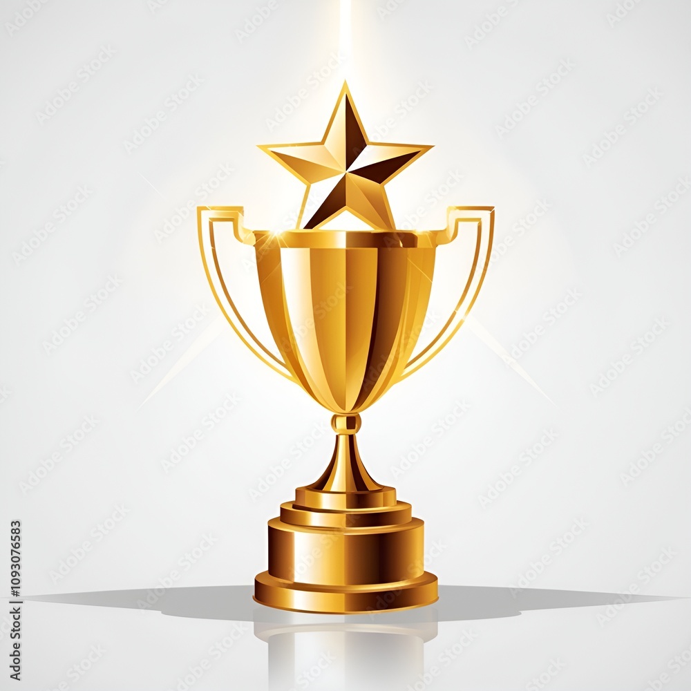 A golden trophy with a star on top A golden trophy with a star on top