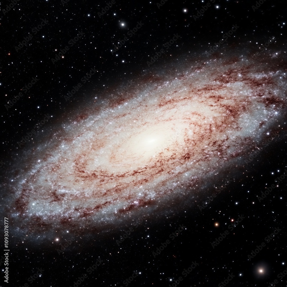 Naklejka premium Spiral galaxy in deep space, stars, cosmic dust, celestial body.