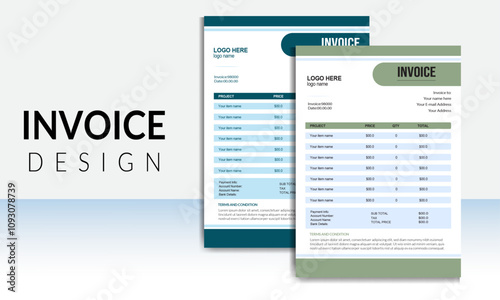 white simple minimalist modern creative professional business invoice/cash receipt design with multiple color variations.