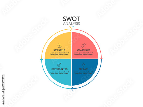 Business infographic. Concept SWOT analysis banner with 4 options and icos.