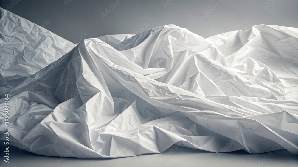 Wrinkled and glued paper, neutral mood, representing artistry and texture, against a gray background Wrinkled and glued paper, neutral mood, representing artistry and texture, against a gray background
