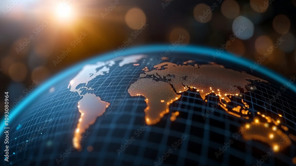 Exploring global logistics solutions with blockchain technology a low-resolution world map international trade digital innovation and connectivity