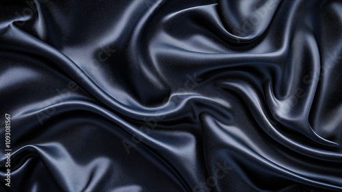 A close-up of luxurious, deep blue satin fabric, showcasing its smooth texture and elegant draping.