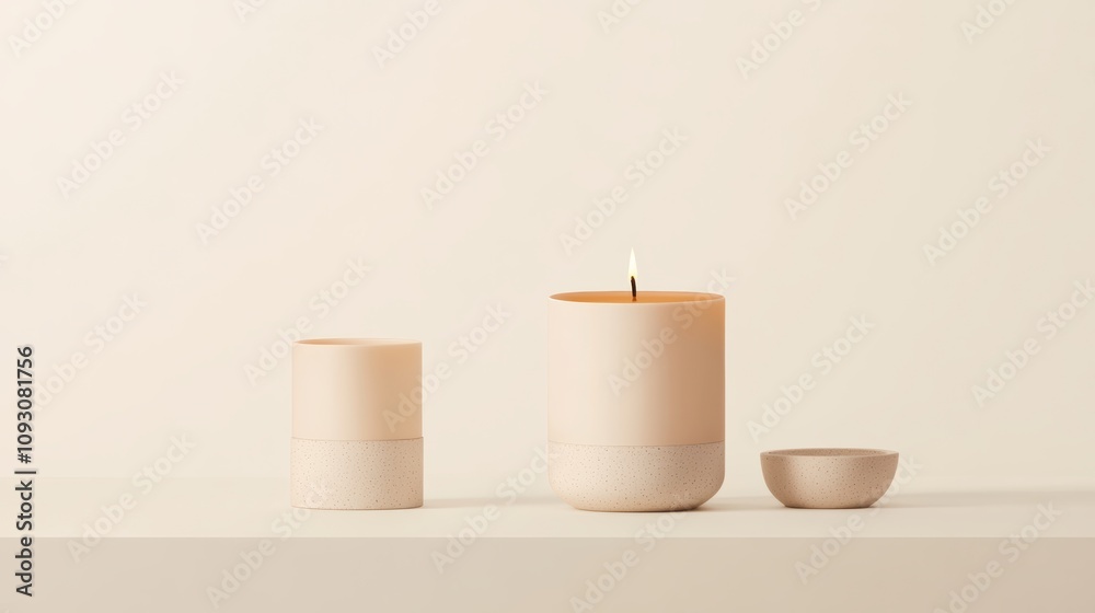Packaging design with a melted candle wax effect, paired with crafted details and soft, neutral tones Packaging design with a melted candle wax effect, paired with crafted details and soft, neutral tones