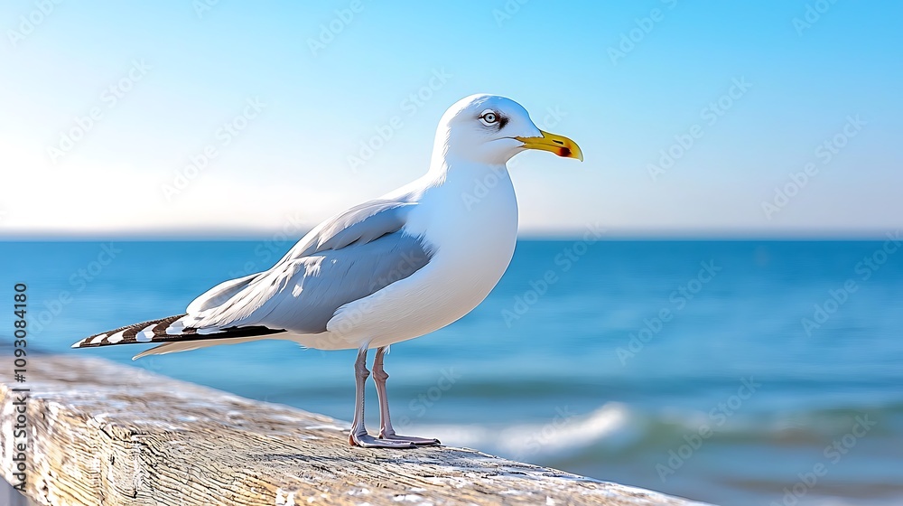 The seagulls are perched majestically on the weathered wooden pier, their white feathers glistening in the sunlight as they overlook the vast expanse of the ocean stretching out before them. The seagulls are perched majestically on the weathered wooden pier, their white feathers glistening in the sunlight as they overlook the vast expanse of the ocean stretching out before them.