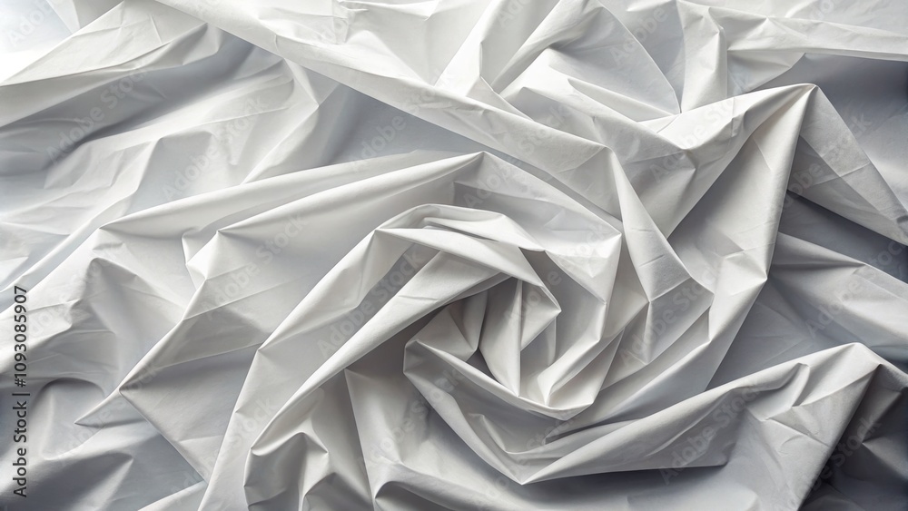 Wrinkled and glued paper in a neutral tone, creating an artistic representation, with soft shadows and highlights. Wrinkled and glued paper in a neutral tone, creating an artistic representation, with soft shadows and highlights.