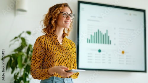 Presentation on business analytics trends modern office space digital content professional environment engaging viewpoint data-driven insights for growth