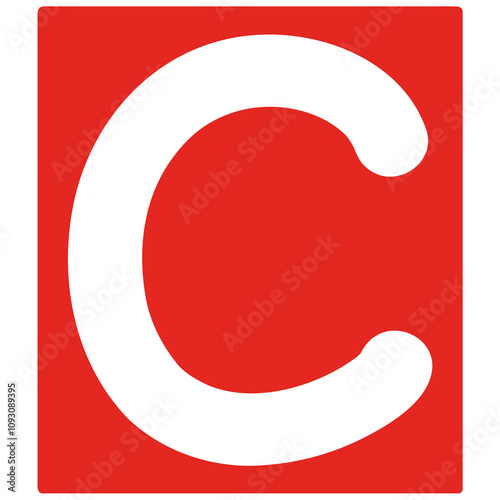 white letter c on red rectangle background