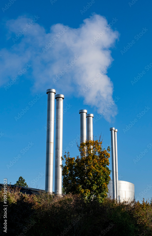 pipes white steam blue sky heating boiler heat Netherlands autumn pipes white steam blue sky heating boiler heat Netherlands autumn