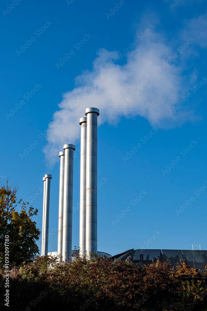 pipes white steam blue sky heating boiler heat Netherlands autumn pipes white steam blue sky heating boiler heat Netherlands autumn