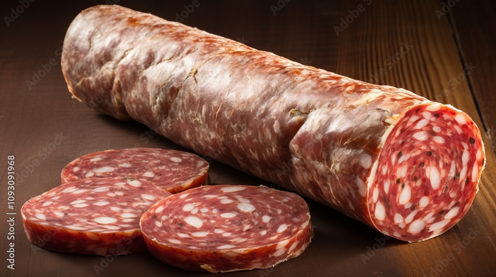 Close up of sliced Italian sausage, a delicious and savory treat. Perfect for a quick lunch or dinner. Enjoy this high-quality food photography. Close up of sliced Italian sausage, a delicious and savory treat. Perfect for a quick lunch or dinner. Enjoy this high-quality food photography.