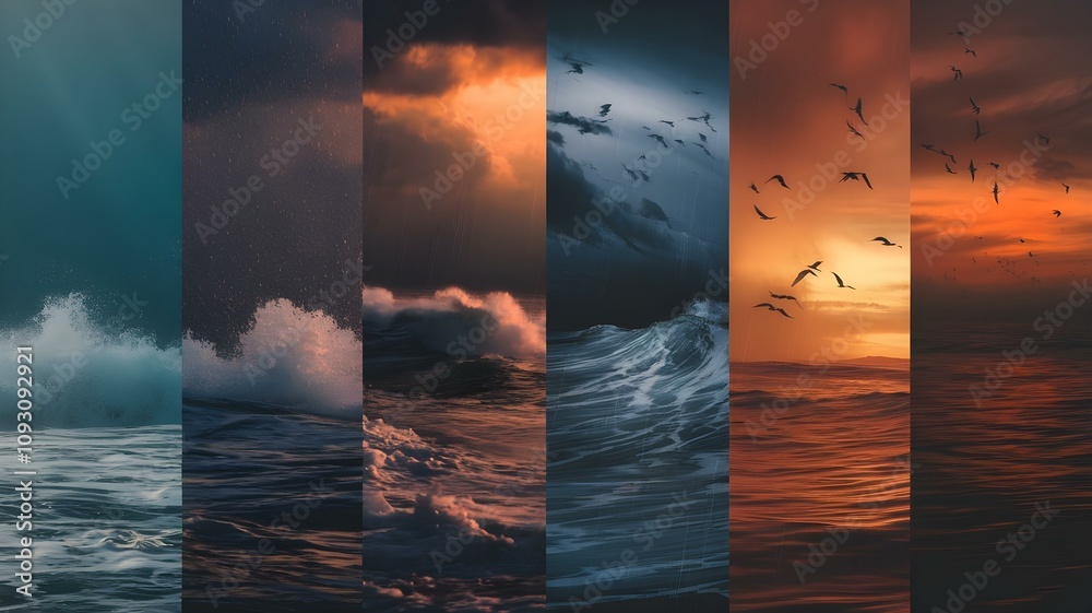 Dramatic Ocean Scenes: A Captivating Collage of Waves, Storms, and ...