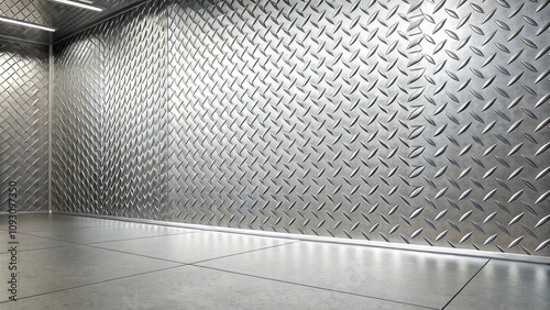 Diamond metal sheet background with a futuristic and modern design elements, modern decor, futuristic design, industrial style, sleek finish, contemporary aesthetic