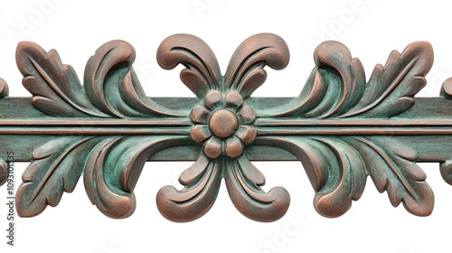 Intricate bronze embellishment with floral design, perfect for architectural details. photo