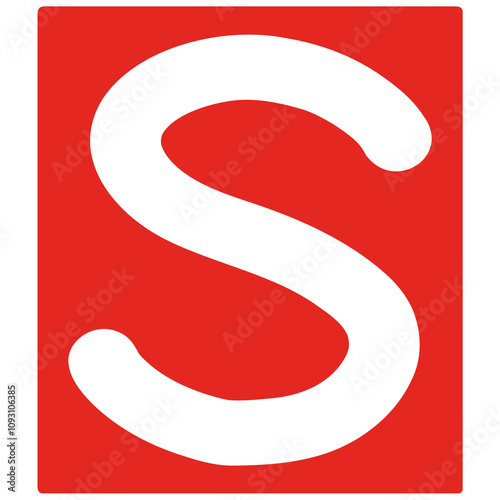 white letter s on red rectangle background