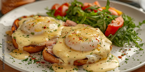 Photo - Eggs Benedict Hollandaise Sauce Brunch Breakfast Toast