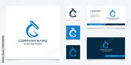 Letter G Microscope Laboratory Logo Design Template