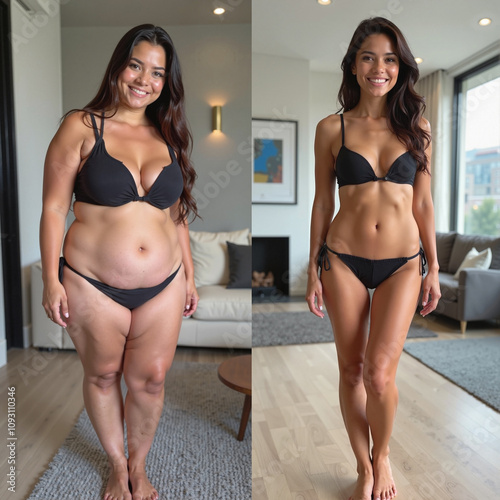 Before and After Weight Loss Comparison for Women. Female Weight Loss Transformation Before and After.