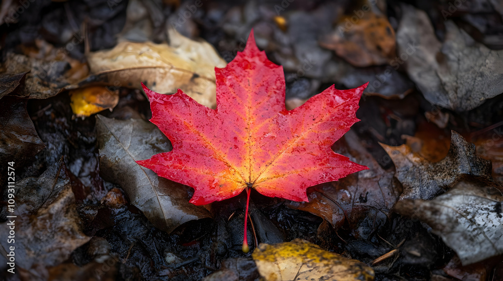 Photo Red Maple Leaf Autumn Leaves Ground Wet Nature Fall Season Photo Red Maple Leaf Autumn Leaves Ground Wet Nature Fall Season