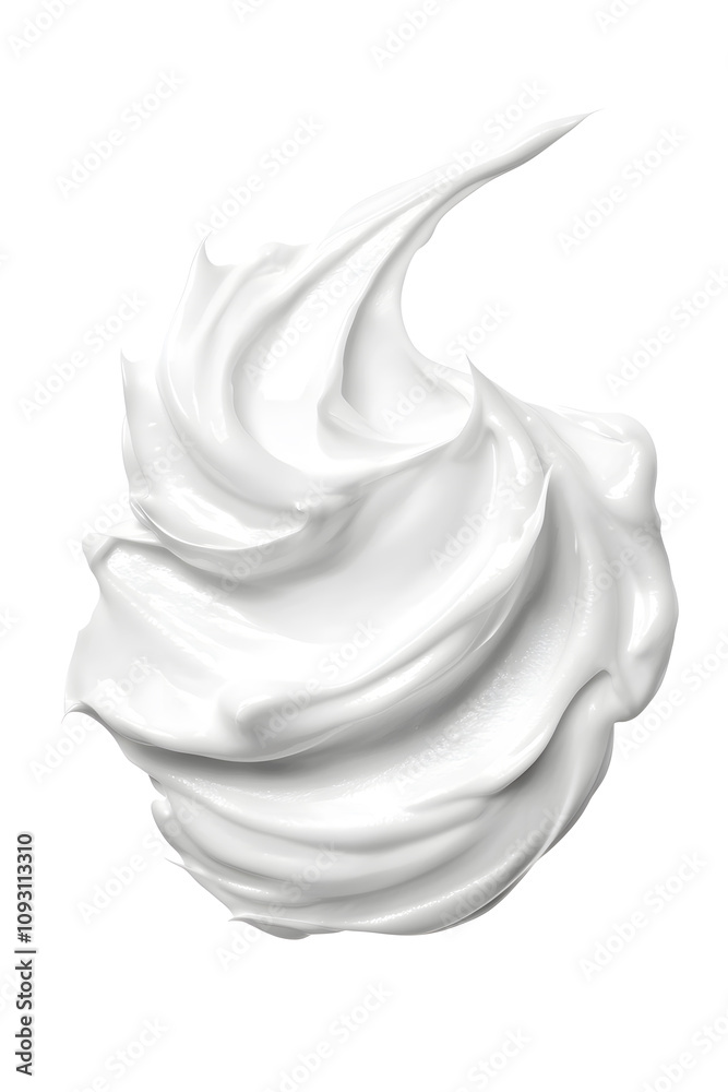 White cream swirl, whipped cream isolated on white background