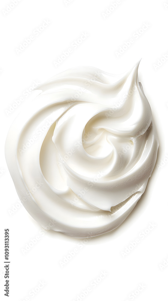 White cream swirl, whipped cream isolated on white background White cream swirl, whipped cream isolated on white background