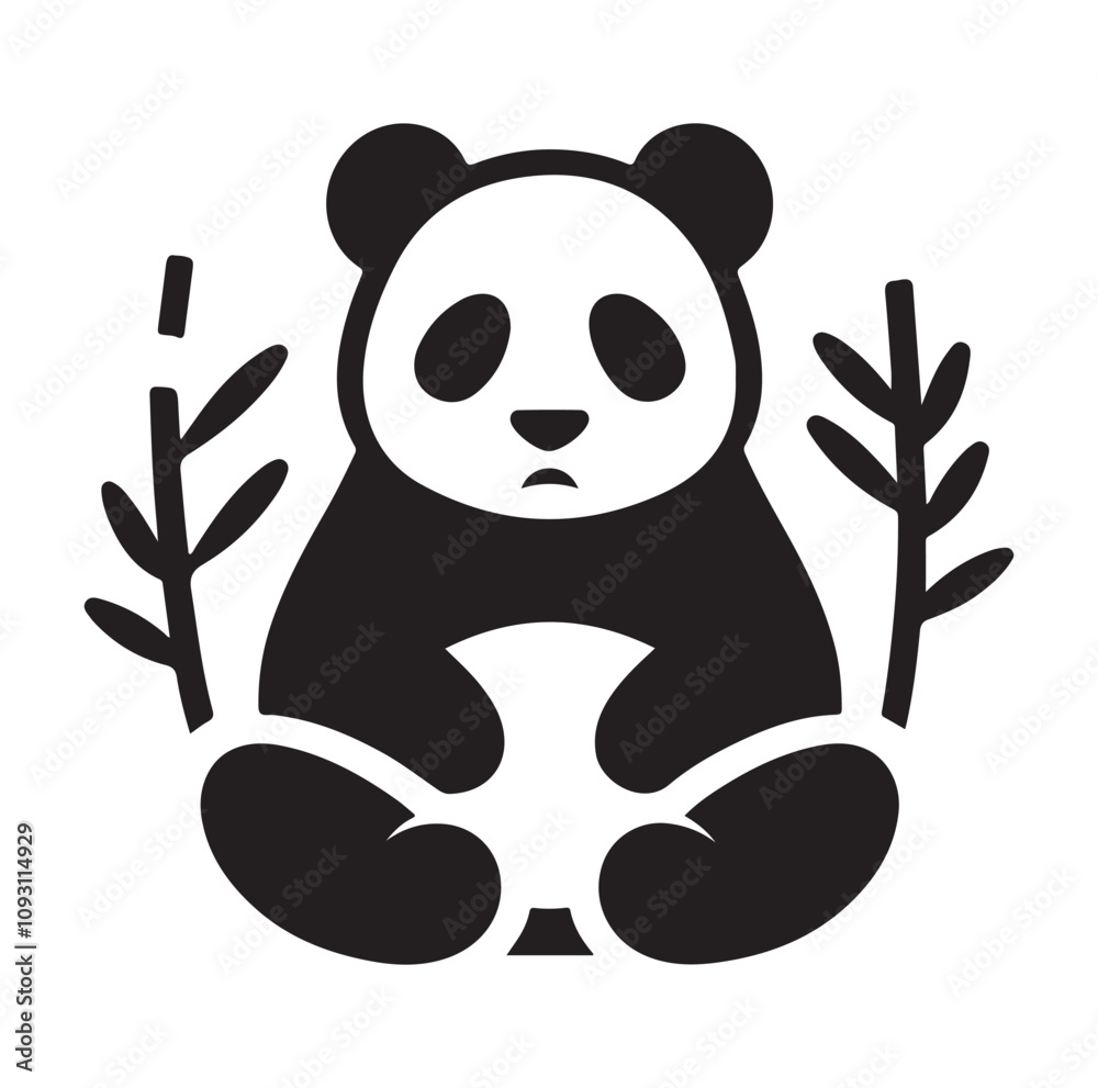Obraz premium Minimal Panda illustration silhouette Vector SH