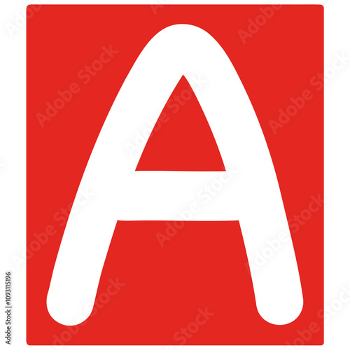 white letter a red rectangle background