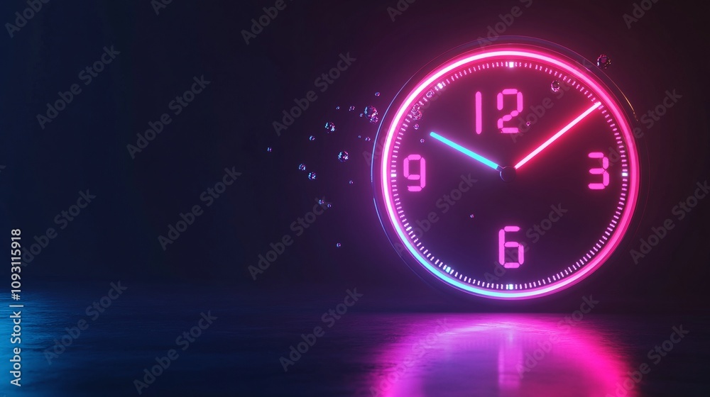 Futuristic Digital Countdown Clock with Neon Lights and Floating Particles on Dark Gradient Background Futuristic Digital Countdown Clock with Neon Lights and Floating Particles on Dark Gradient Background