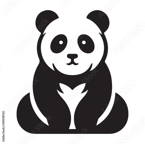 Minimal Panda illustration silhouette Vector SH