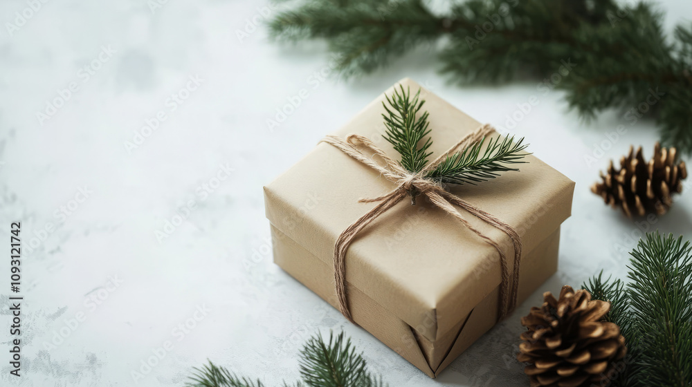 Christmas Gift Box with Festive Ribbon background.Magical Christmas Eve: Presents with copyspace background Christmas Gift Box with Festive Ribbon background.Magical Christmas Eve: Presents with copyspace background