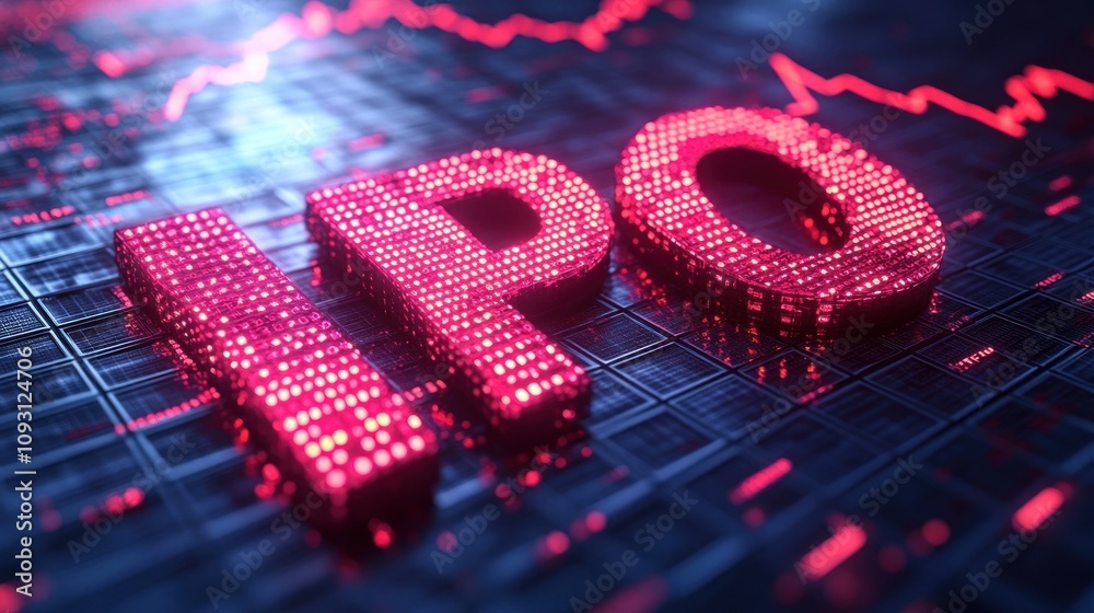Vibrant digital IPO concept with financial graph Vibrant digital IPO concept with financial graph