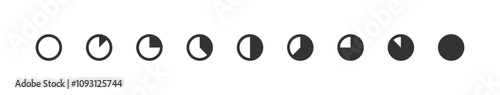 Quarter report pie chart set icon. Work circle progress icons. Symbol for diagram. Vector isolated