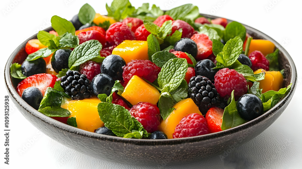 Photo Fresh Fruit Salad Mango Raspberry Blueberry Blackberry Strawberry Mint Photo Fresh Fruit Salad Mango Raspberry Blueberry Blackberry Strawberry Mint