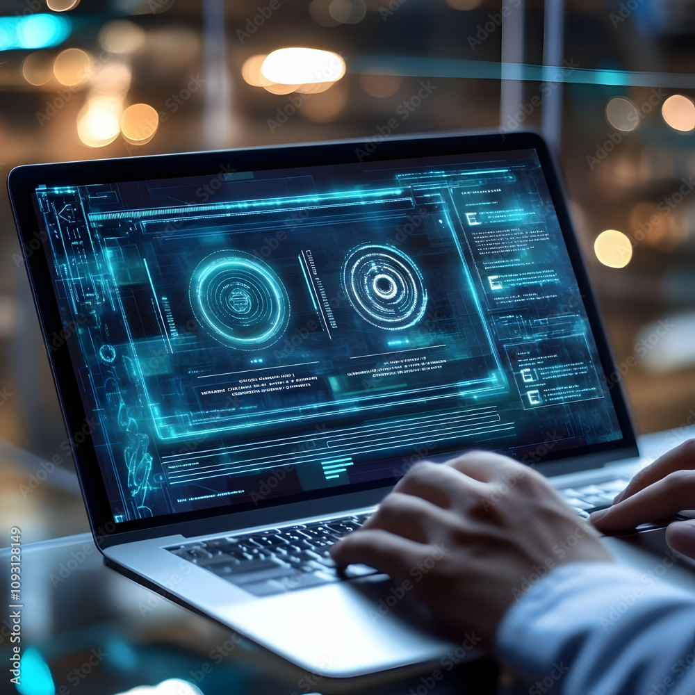 Illustration - Cybersecurity Technology Data Protection Laptop Programming