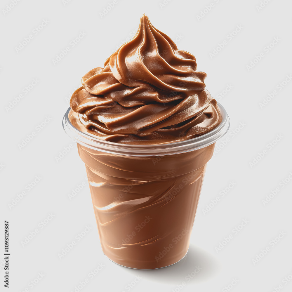 Delicious Soft Serve Chocolate Ice Cream in a Transparent Cup Perfect for Hot Summer Days and Sweet Dessert Cravings Delicious Soft Serve Chocolate Ice Cream in a Transparent Cup Perfect for Hot Summer Days and Sweet Dessert Cravings