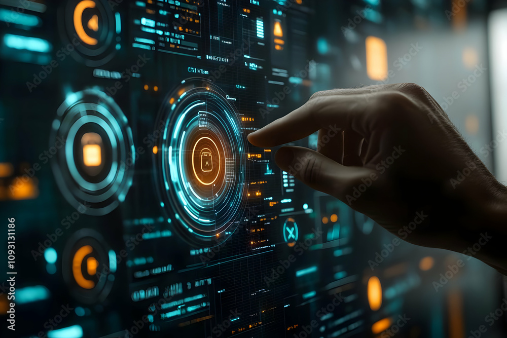 Illustration - Futuristic Technology HUD Display Data Analysis Illustration - Futuristic Technology HUD Display Data Analysis