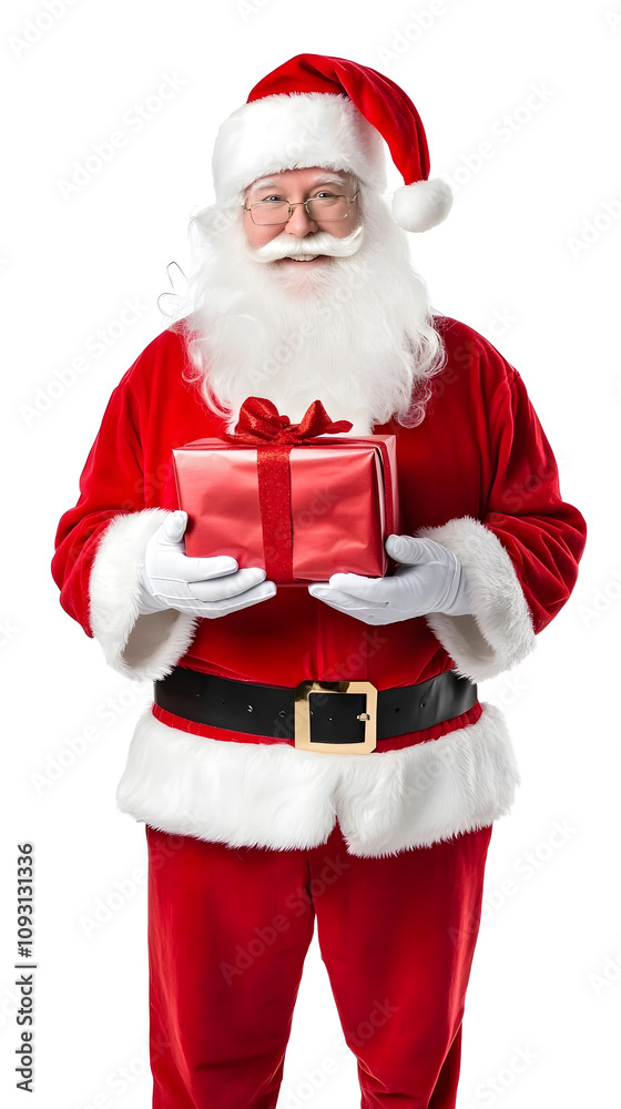 Portrait of Happy Santa Claus holding gift isolated on white background Portrait of Happy Santa Claus holding gift isolated on white background