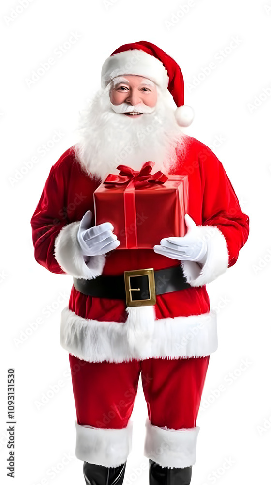 Portrait of Happy Santa Claus holding gift isolated on white background Portrait of Happy Santa Claus holding gift isolated on white background