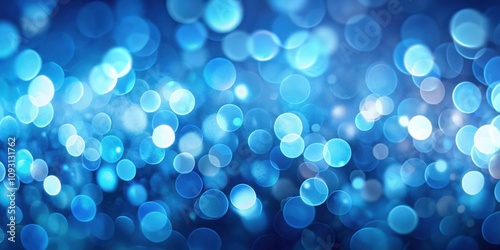 Abstract Blue Bokeh Background With Defocused Lights And Soft Focus