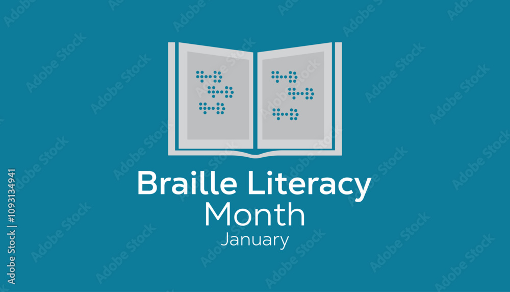 Obraz premium National Braille Literacy Month observed each year during January. Healthcare Medical Awareness concept. Vector template for banner, greeting card, poster with background.